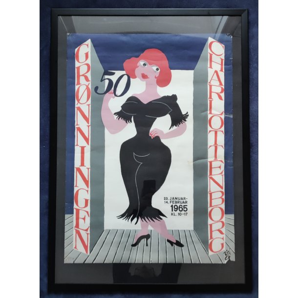Org. plakat Gr�nningen /Charlottenborg 50 �r, Svend Johansen 1965