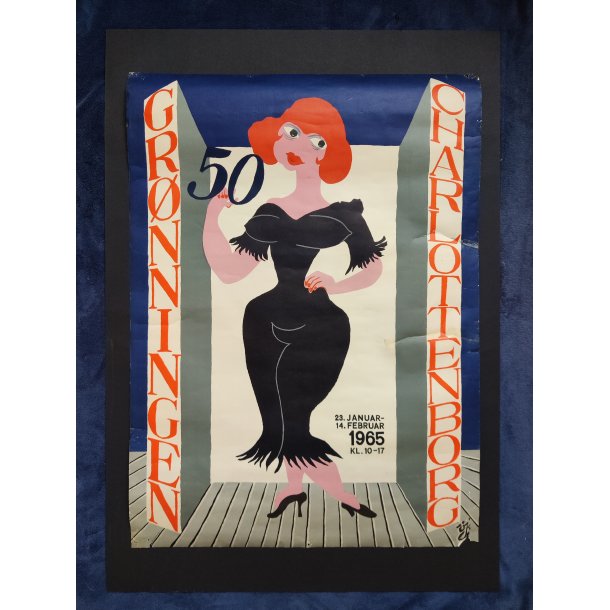 Org. plakat Gr�nningen /Charlottenborg 50 �r, Svend Johansen 1965