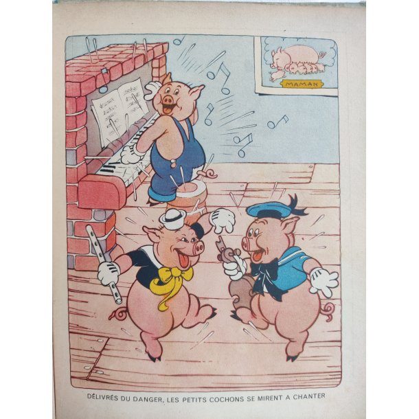Les trois petits cochons, fransk vintage Disney bog