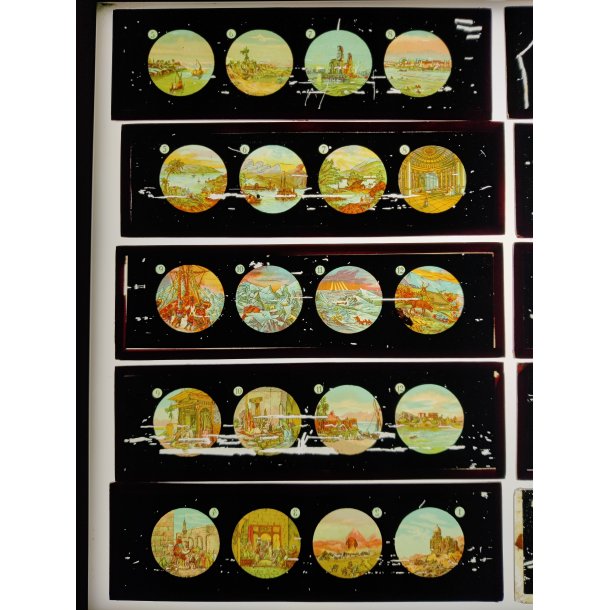 Antikke Laterna Magica billeder i �ske, ca. �r 1900