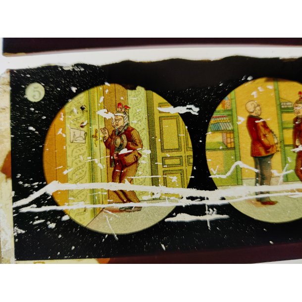 Antikke Laterna Magica billeder i �ske, ca. �r 1900