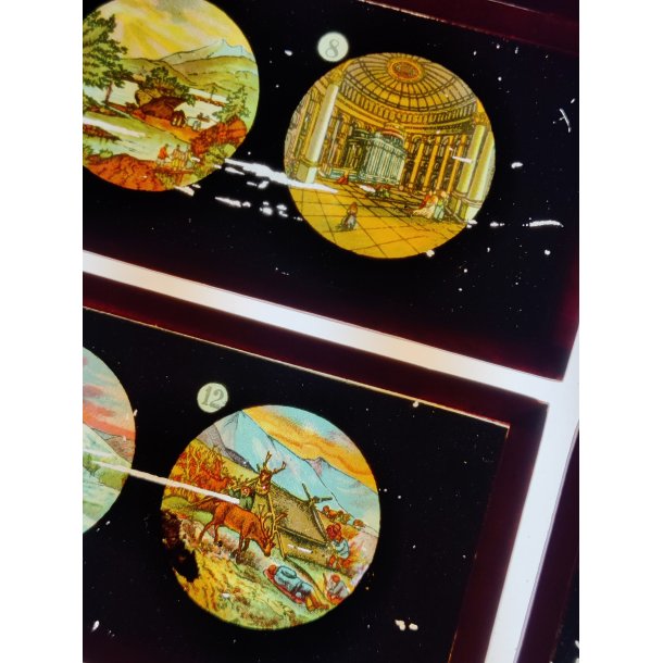 Antikke Laterna Magica billeder i �ske, ca. �r 1900