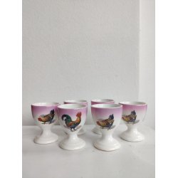 6 lyser�de �ggeb�gre med h�ns og haner