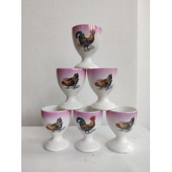 6 lyser�de �ggeb�gre med h�ns og haner