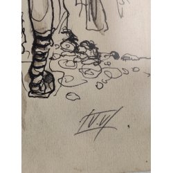 .Originaltegning af k� ved ishus, 1960'erne