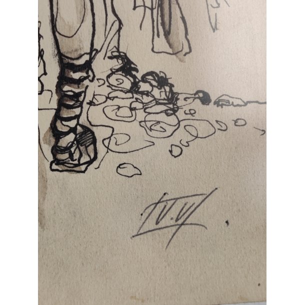 .Originaltegning af k� ved ishus, 1960'erne