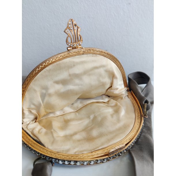 Vintage satintaske med similisten, 1950-1960'erne