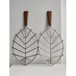 Par vintage bordsk�ner-fisk i teak og metal