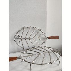 Par vintage bordsk�ner-fisk i teak og metal