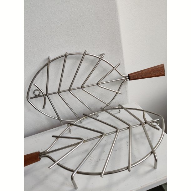 Par vintage bordsk�ner-fisk i teak og metal