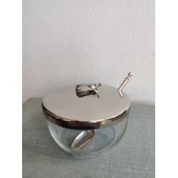 Sukkersk�l med bi, glas og metal
