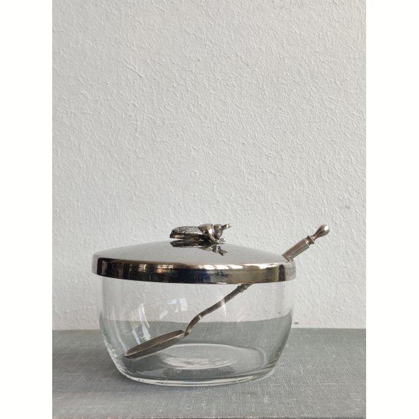 Sukkersk�l med bi, glas og metal