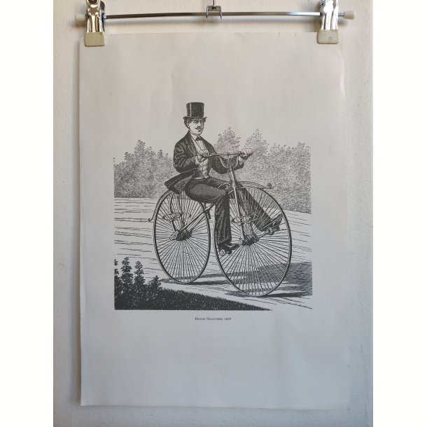 Fire vintage print af cykler fra 1800-tallet