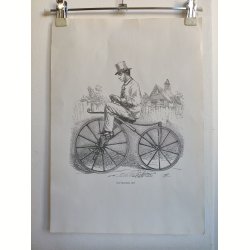 Fire vintage print af cykler fra 1800-tallet