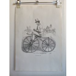 4 vintage print af cykler fra 1800-tallet