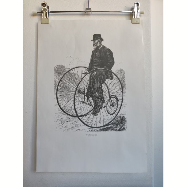 Fire vintage print af cykler fra 1800-tallet