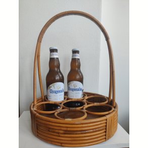 Flettet vintage flaskeholder i bambus