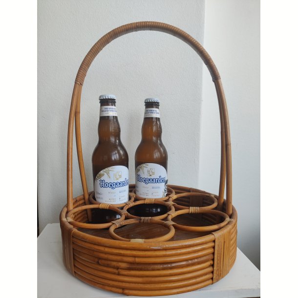Flettet vintage flaskeholder i bambus