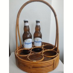 Flettet vintage flaskeholder i bambus
