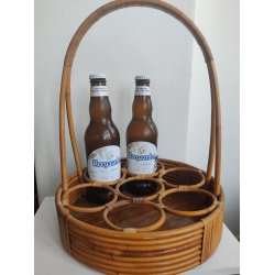 Flettet vintage flaskeholder i bambus