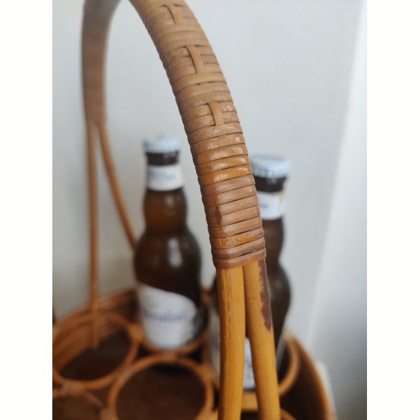Flettet vintage flaskeholder i bambus