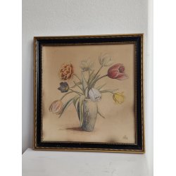 Org.tegning af vase med tulipaner, 1931, oliekridt