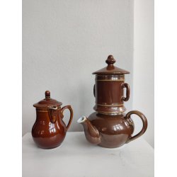 Fransk bistro tekande s�t, brun lustre Apilco