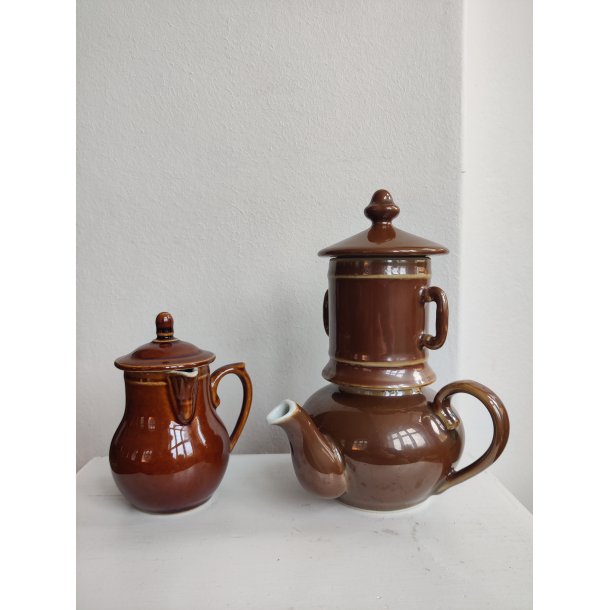 Fransk bistro tekande s�t, brun lustre Apilco