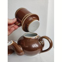 Fransk bistro tekande s�t, brun lustre Apilco