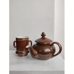 Fransk bistro tekande s�t, brun lustre Apilco