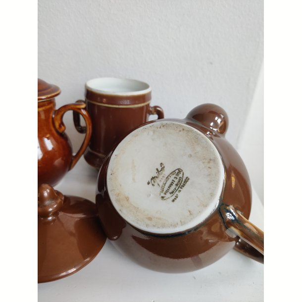 Fransk bistro tekande s�t, brun lustre Apilco