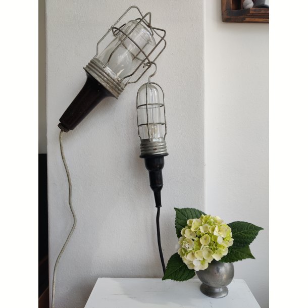 Vintage v�rkstedslampe, bred