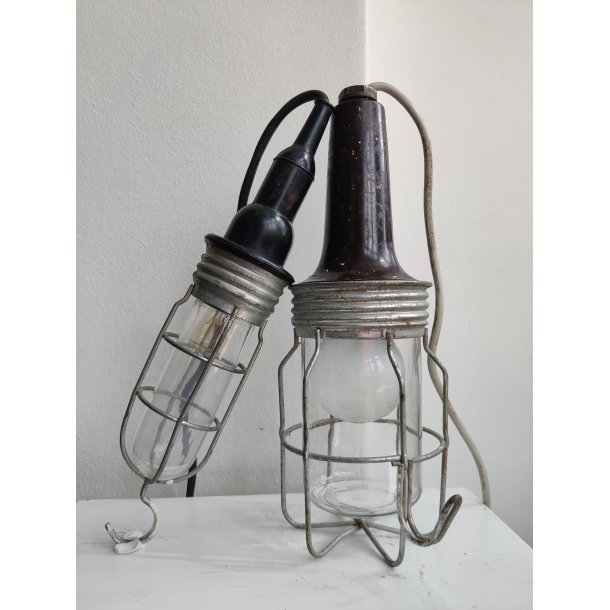 Vintage v�rkstedslampe, smal