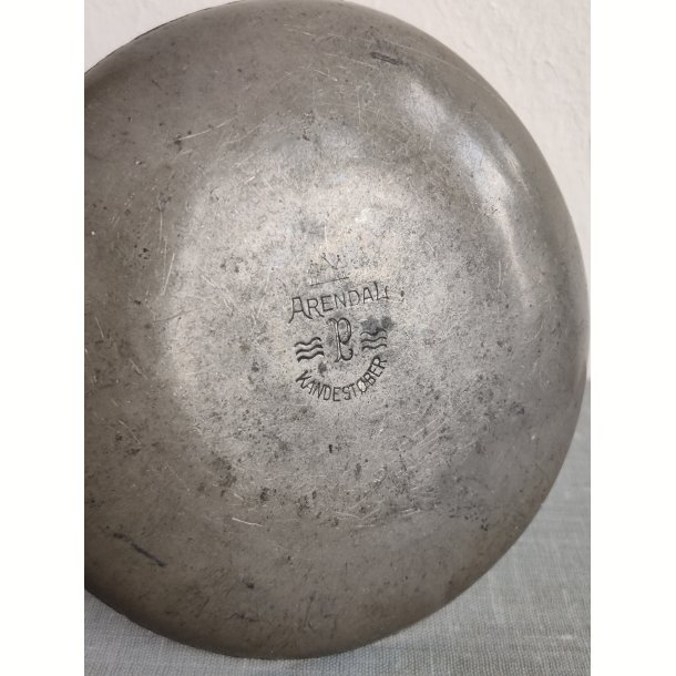 Vintage smykkesk�l i tin med bl� sten