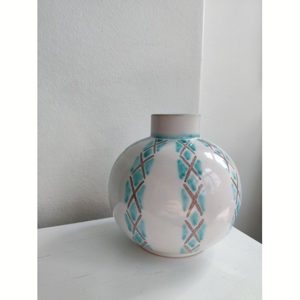 S�holm kuglevase, hvid og gr�n