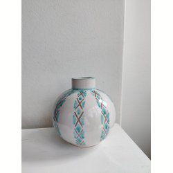 S�holm kuglevase, hvid og gr�n