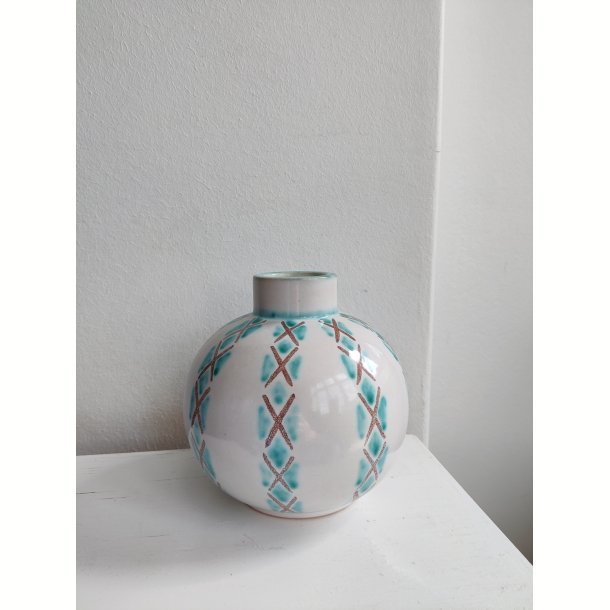 S�holm kuglevase, hvid og gr�n