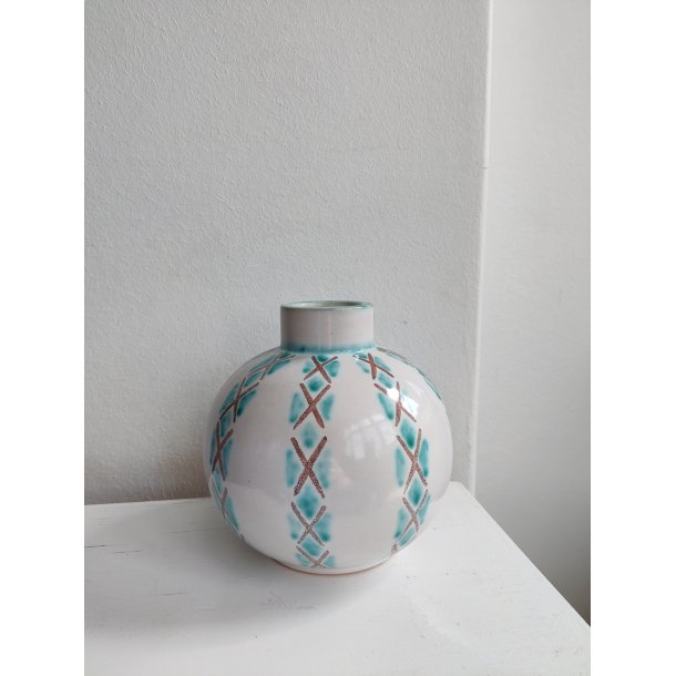 S�holm kuglevase, hvid og gr�n