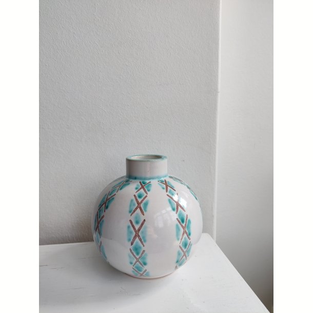 S�holm kuglevase, hvid og gr�n