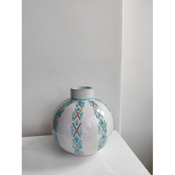 S�holm kuglevase, hvid og gr�n
