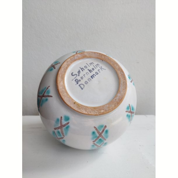S�holm kuglevase, hvid og gr�n