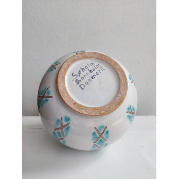 S�holm kuglevase, hvid og gr�n