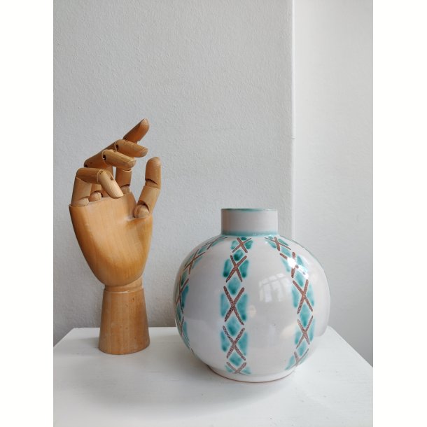 S�holm kuglevase, hvid og gr�n