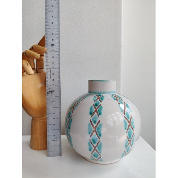 S�holm kuglevase, hvid og gr�n