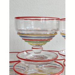 7 farverige glas dessertsk�le, 1930-1950