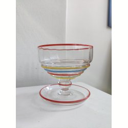 7 farverige glas dessertsk�le, 1930-1950