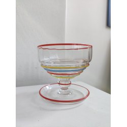 7 farverige glas dessertsk�le, 1930-1950