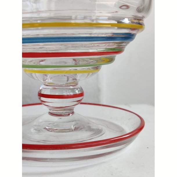 7 farverige glas dessertsk�le, 1930-1950