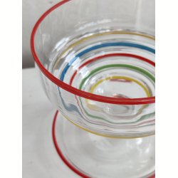 7 farverige glas dessertsk�le, 1930-1950