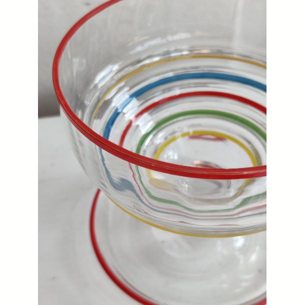 7 farverige glas dessertsk�le, 1930-1950